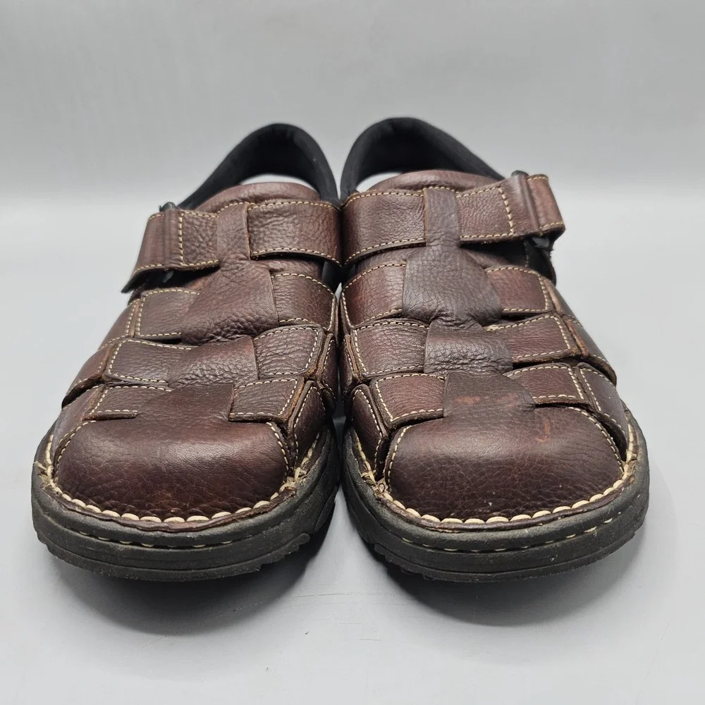 Vintage 90s Y2K Arizona Jean Leather Mens Chunky Fisherman Padded Sandals Sz 12
